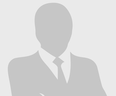 Silhouette of upper body and head of man in suit